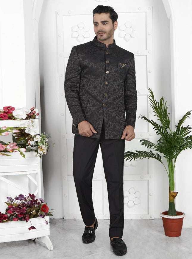Black Jacquard Silk Blazer