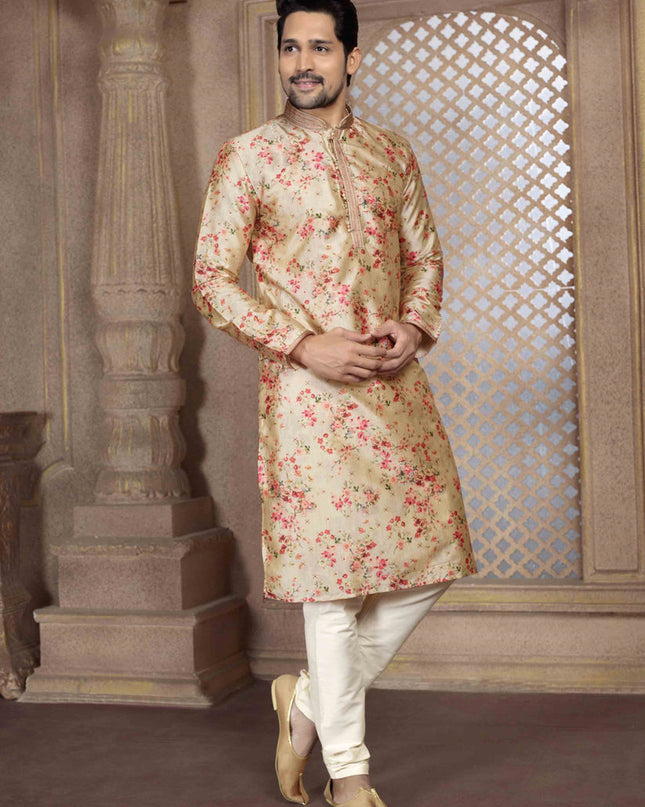 Cream Festival Wear Kurta Set