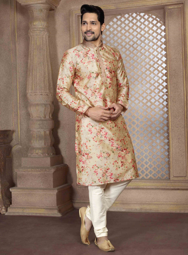 Cream Festival Wear Kurta Set