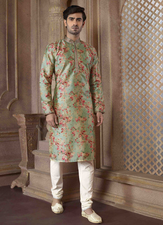 Green Festival Wear Kurta Set
