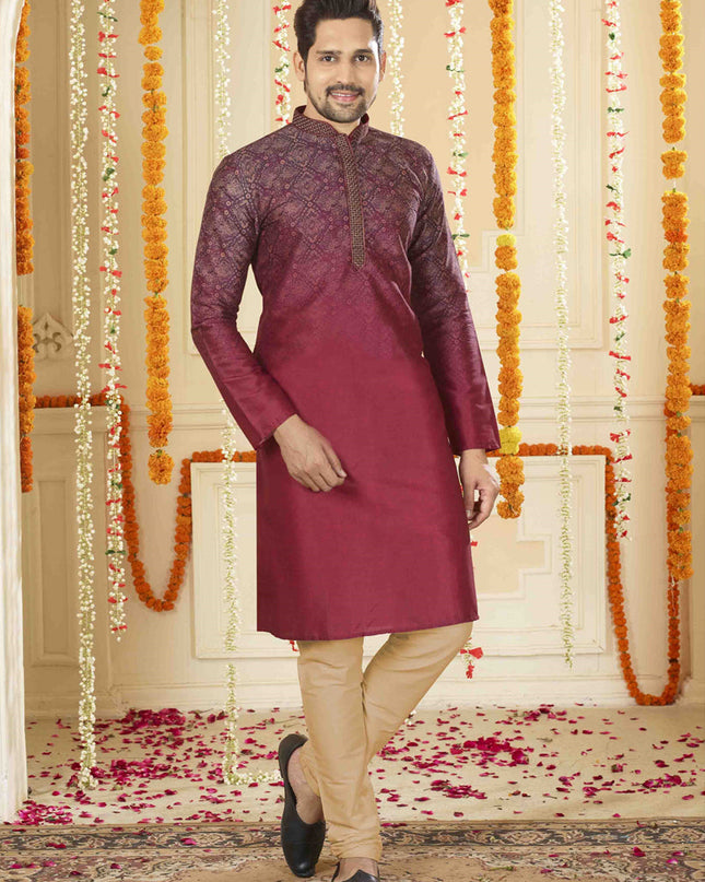 Maroon Festival Wear Kurta Set