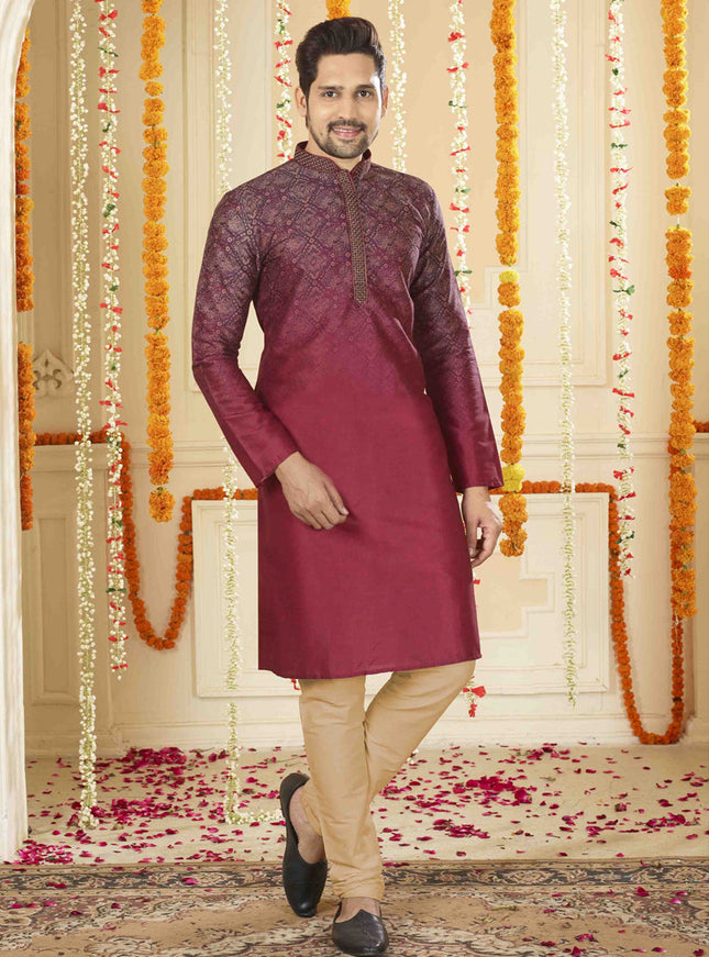 Maroon Festival Wear Kurta Set
