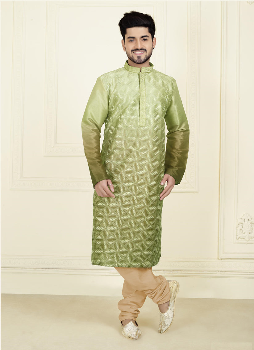 Olive Green Festival Wear Kurta Set