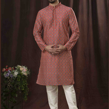 Red Festival Wear Kurta Set