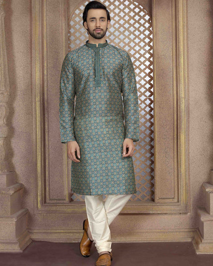 Green Festival Wear Kurta Set