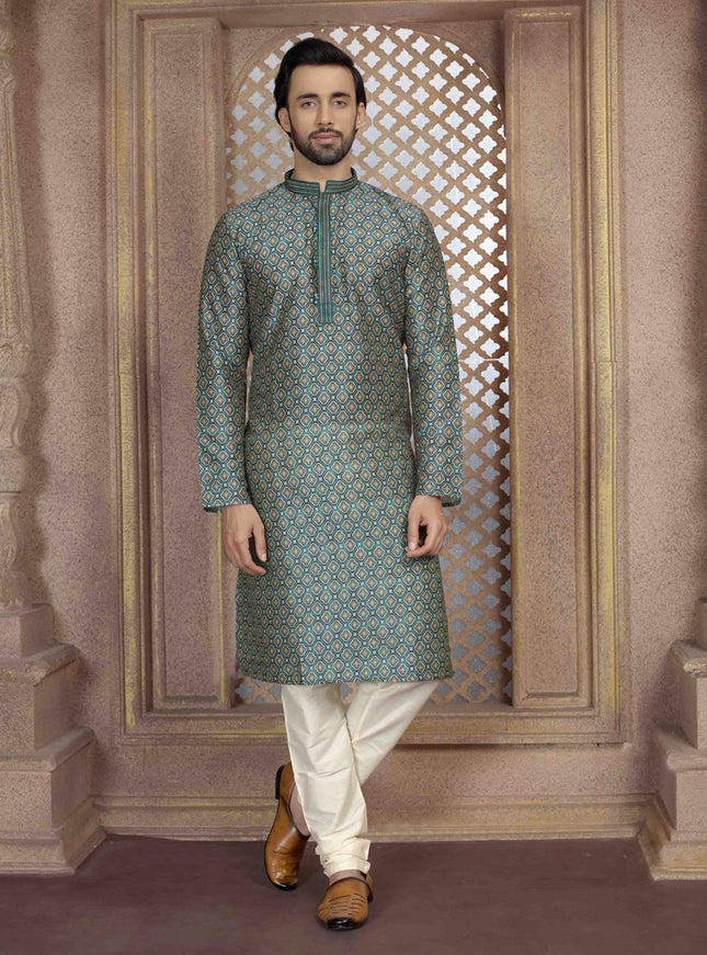 Green Festival Wear Kurta Set