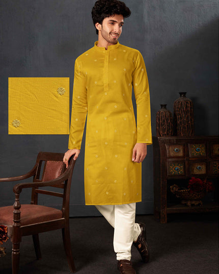 Mustard Yellow Cotton Festival Wear Kurta Set