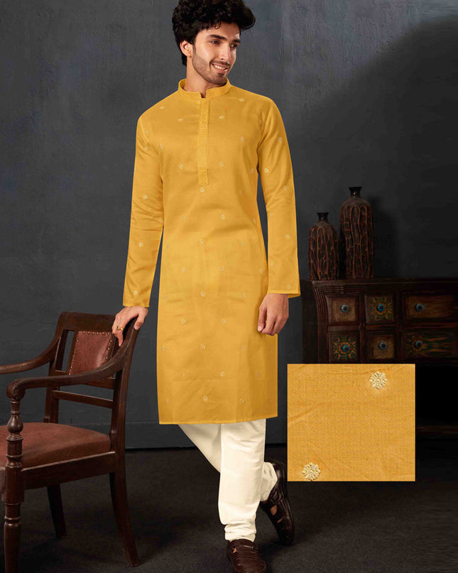 Mustard Yellow Cotton Festival Wear Kurta Set
