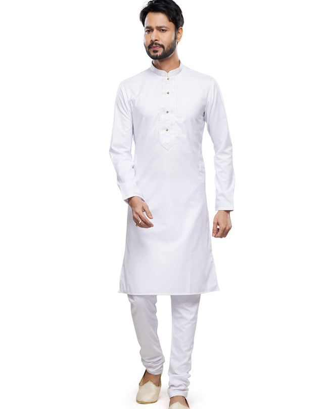Off White Festival Wear Kurta Pyjama Set