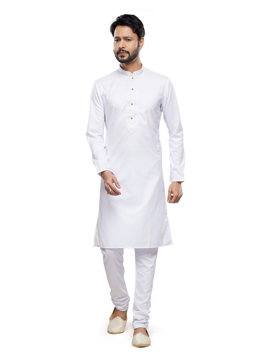 Off White Festival Wear Kurta Pyjama Set