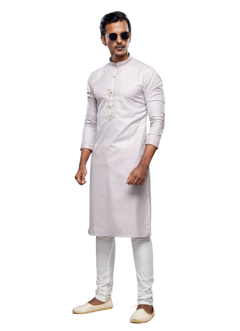 Grey Festival Wear Kurta Pyjama Set