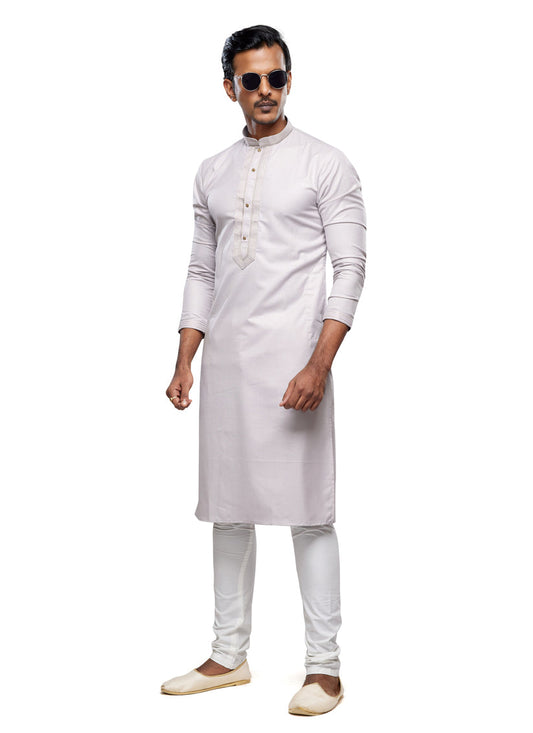 Grey Festival Wear Kurta Pyjama Set