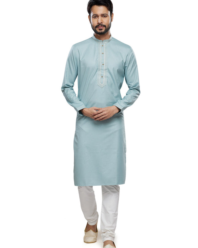 Sky Grey Festival Wear Kurta Pyjama Set