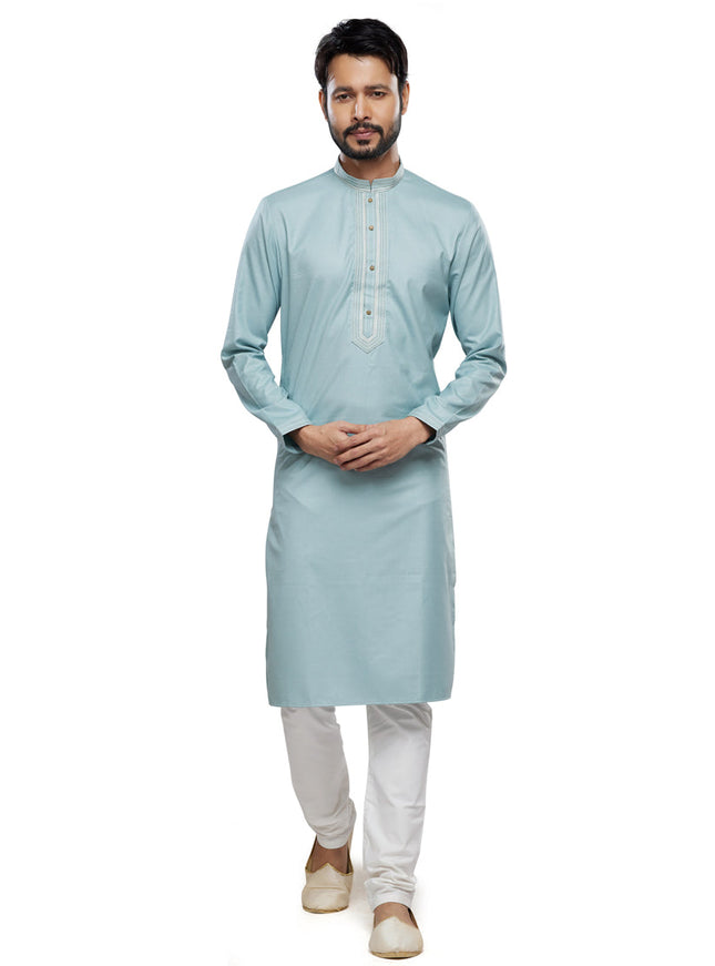 Sky Grey Festival Wear Kurta Pyjama Set
