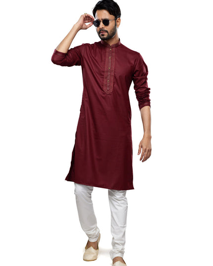 Maroon Festival Wear Kurta Pyjama Set