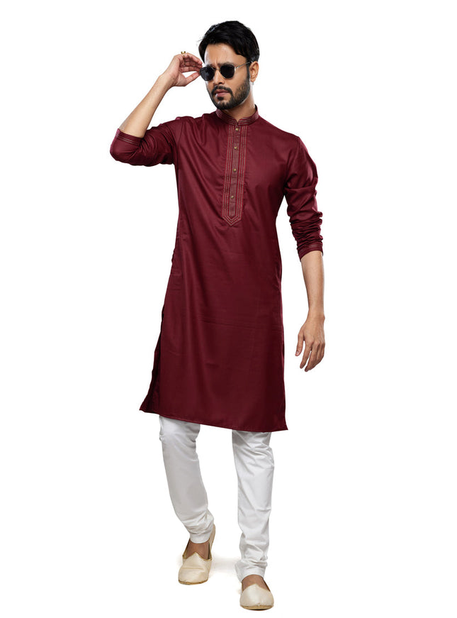 Maroon Festival Wear Kurta Pyjama Set