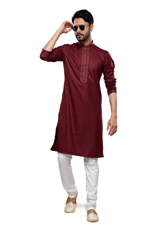 Maroon Festival Wear Kurta Pyjama Set
