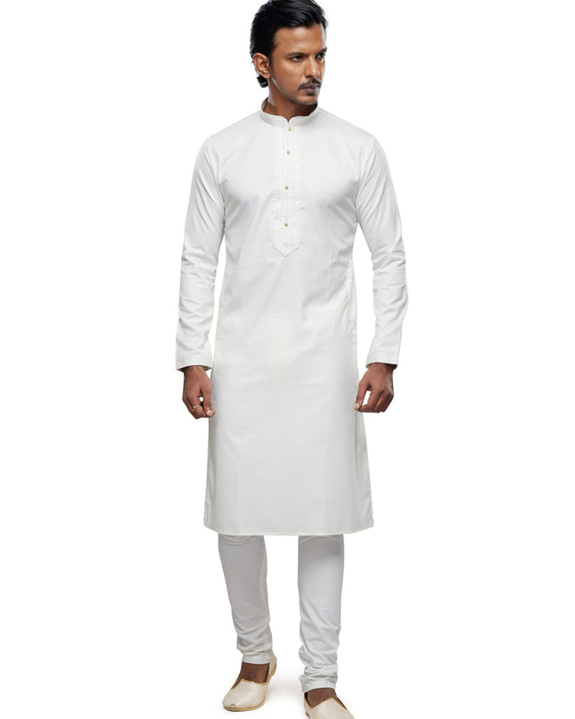 Cream Festival Wear Kurta Pyjama Set