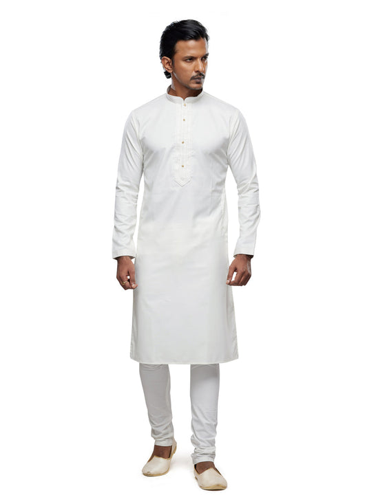 Cream Festival Wear Kurta Pyjama Set