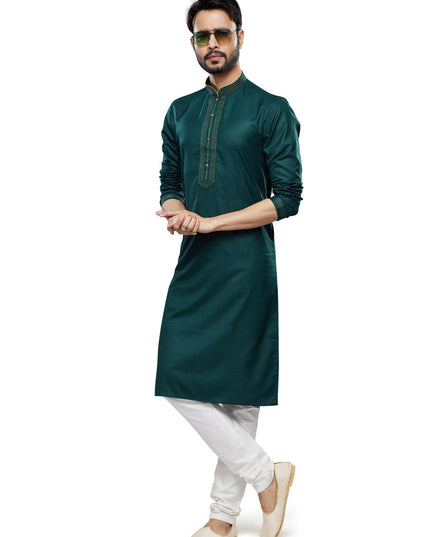 Bottle Green Festival Wear Kurta Pyjama Set