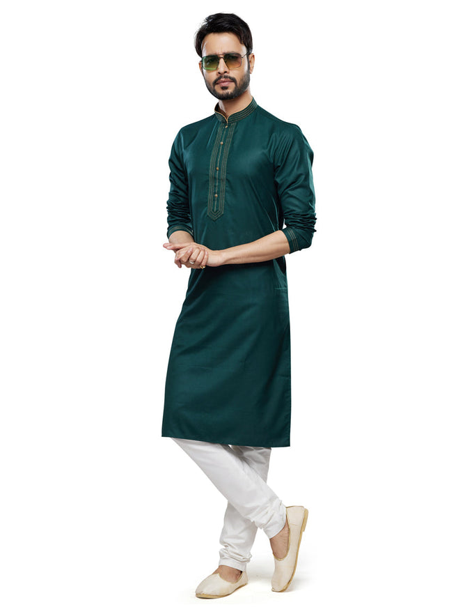 Bottle Green Festival Wear Kurta Pyjama Set