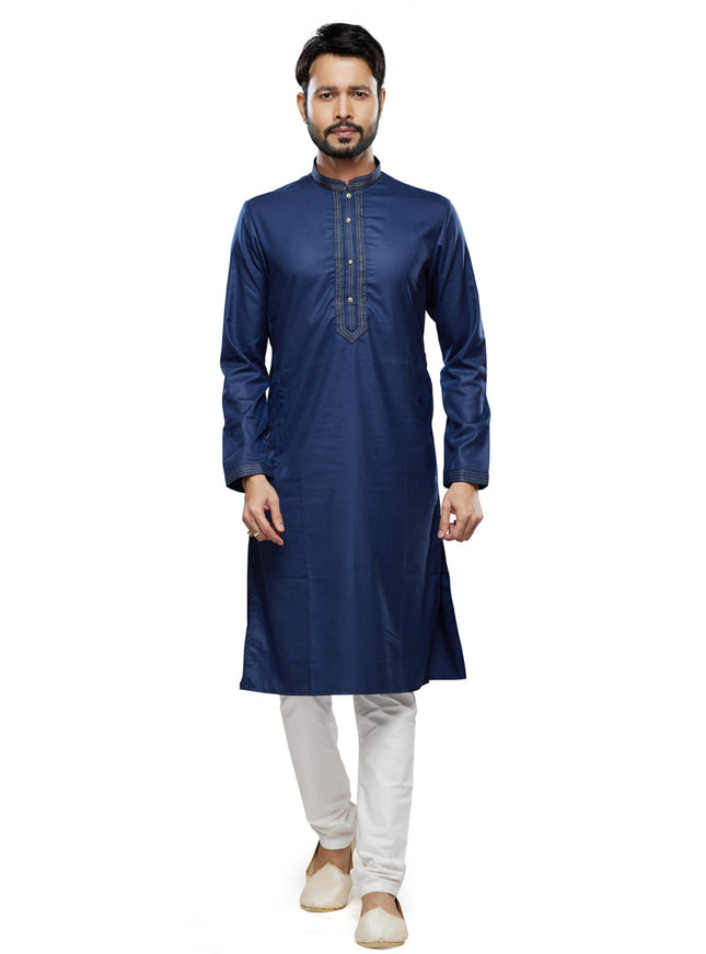 Navy Blue Festival Wear Kurta Pyjama Set