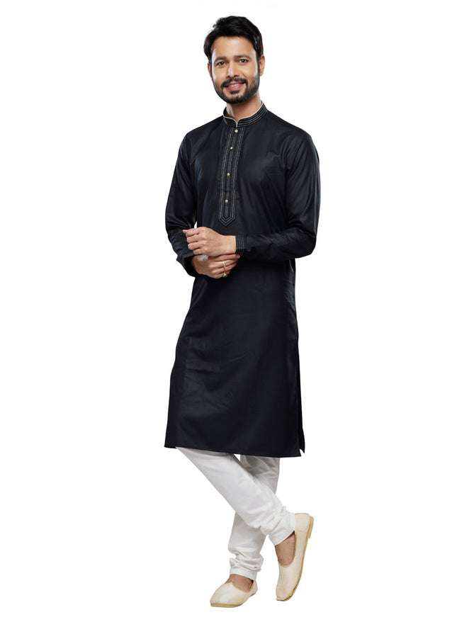 Black Festival Wear Kurta Pyjama Set