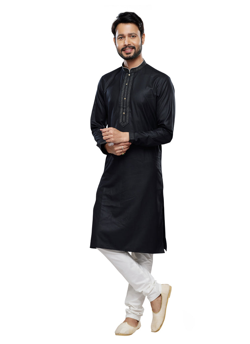 Black Festival Wear Kurta Pyjama Set
