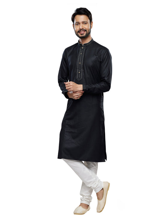 Black Festival Wear Kurta Pyjama Set