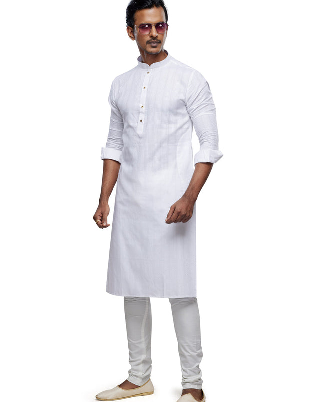 Off White Festival Wear Kurta Pyjama Set