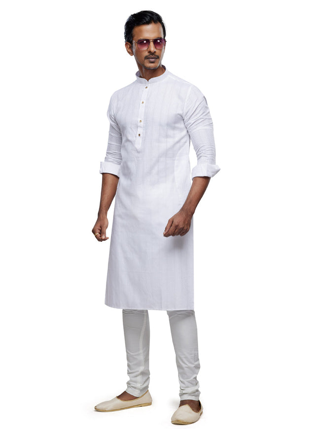 Off White Festival Wear Kurta Pyjama Set