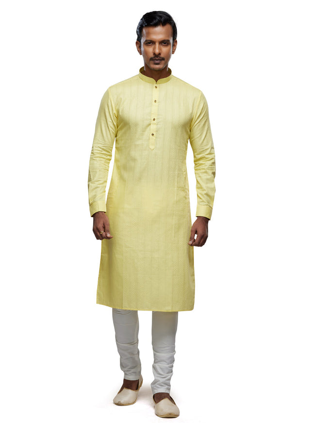 Yellow Festival Wear Kurta Pyjama Set