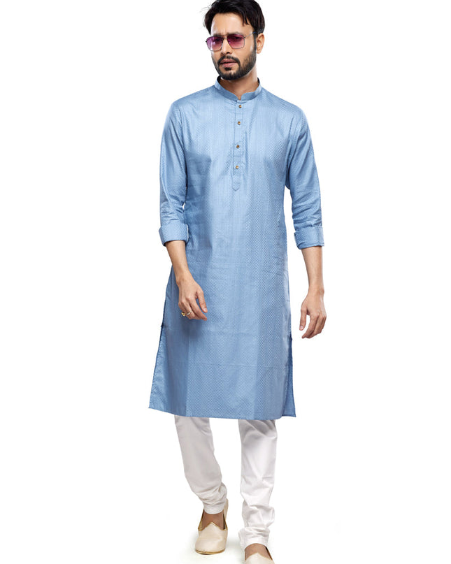 Sky Blue Festival Wear Kurta Pyjama Set