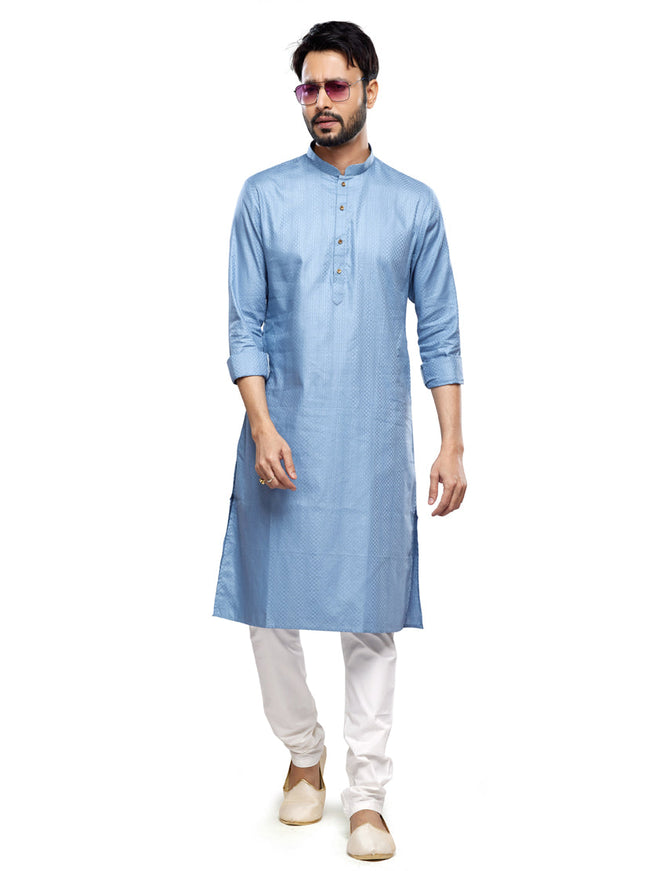 Sky Blue Festival Wear Kurta Pyjama Set