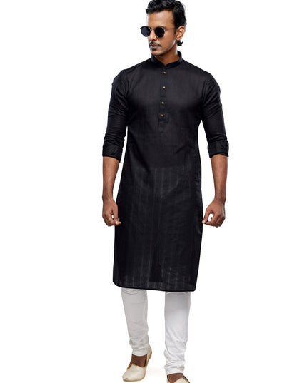 Black Festival Wear Kurta Pyjama Set