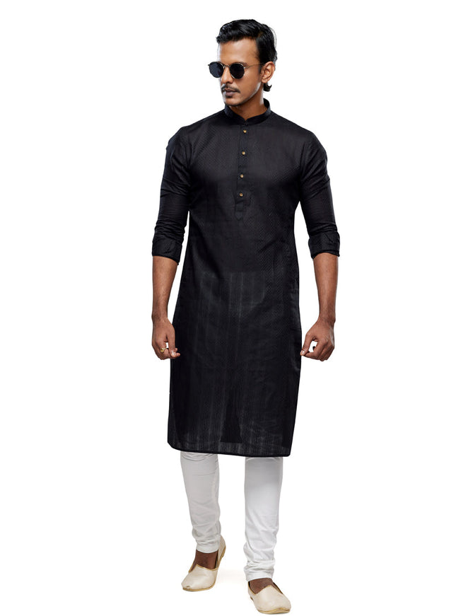 Black Festival Wear Kurta Pyjama Set