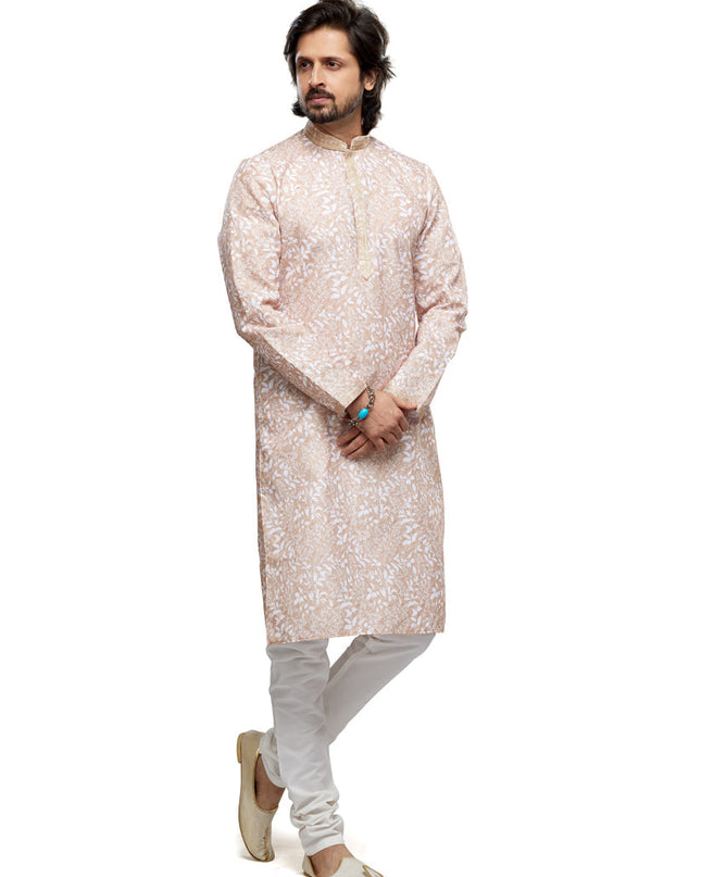 Beige Cotton Kurta Pyjama Set