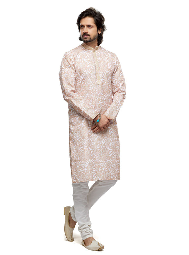 Beige Cotton Kurta Pyjama Set