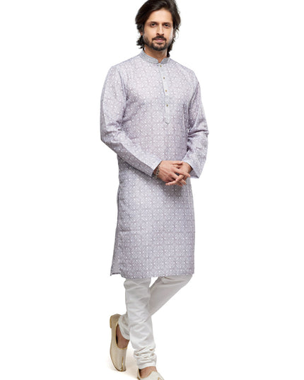 Grey Cotton Kurta Pyjama Set