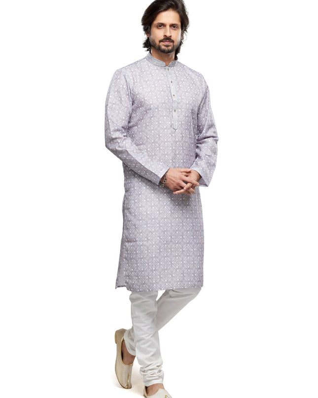 Grey Cotton Kurta Pyjama Set