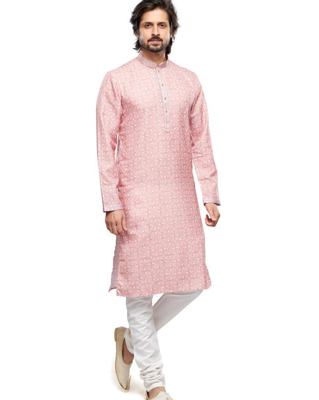 Salmon Pink Cotton Kurta Pyjama Set