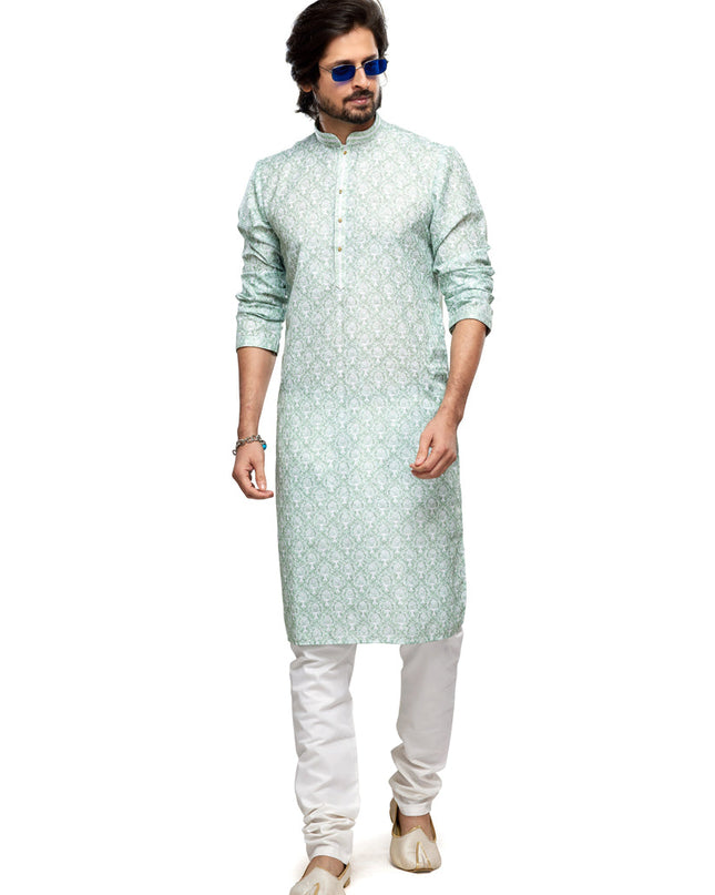 Pistachio Green Cotton Kurta Pyjama Set