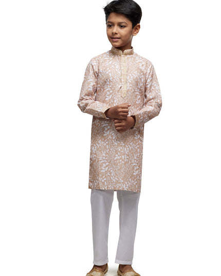 Beige Boys Kurta Pyjama Set