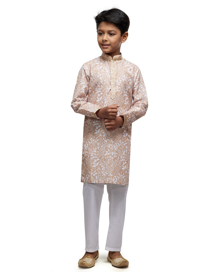 Beige Boys Kurta Pyjama Set