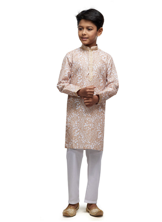 Beige Boys Kurta Pyjama Set