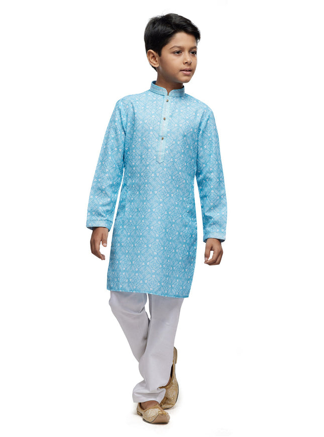 Sky Blue Boys Kurta Pyjama Set