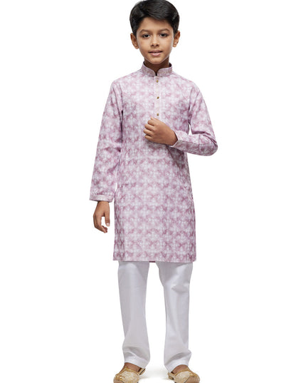 Onion Pink Boys Kurta Pyjama Set