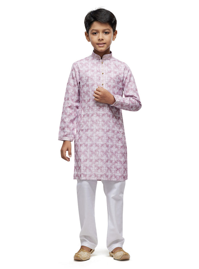 Onion Pink Boys Kurta Pyjama Set