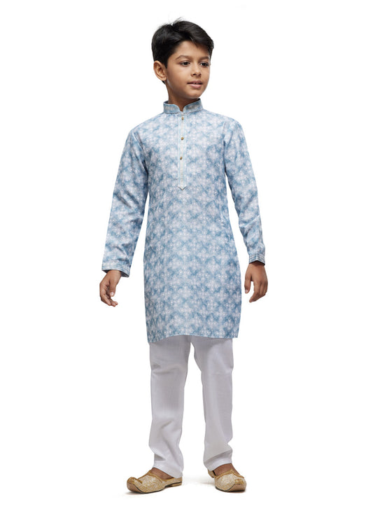 Sky Blue Boys Kurta Pyjama Set