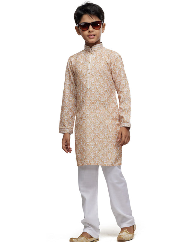 Beige Boys Kurta Pyjama Set